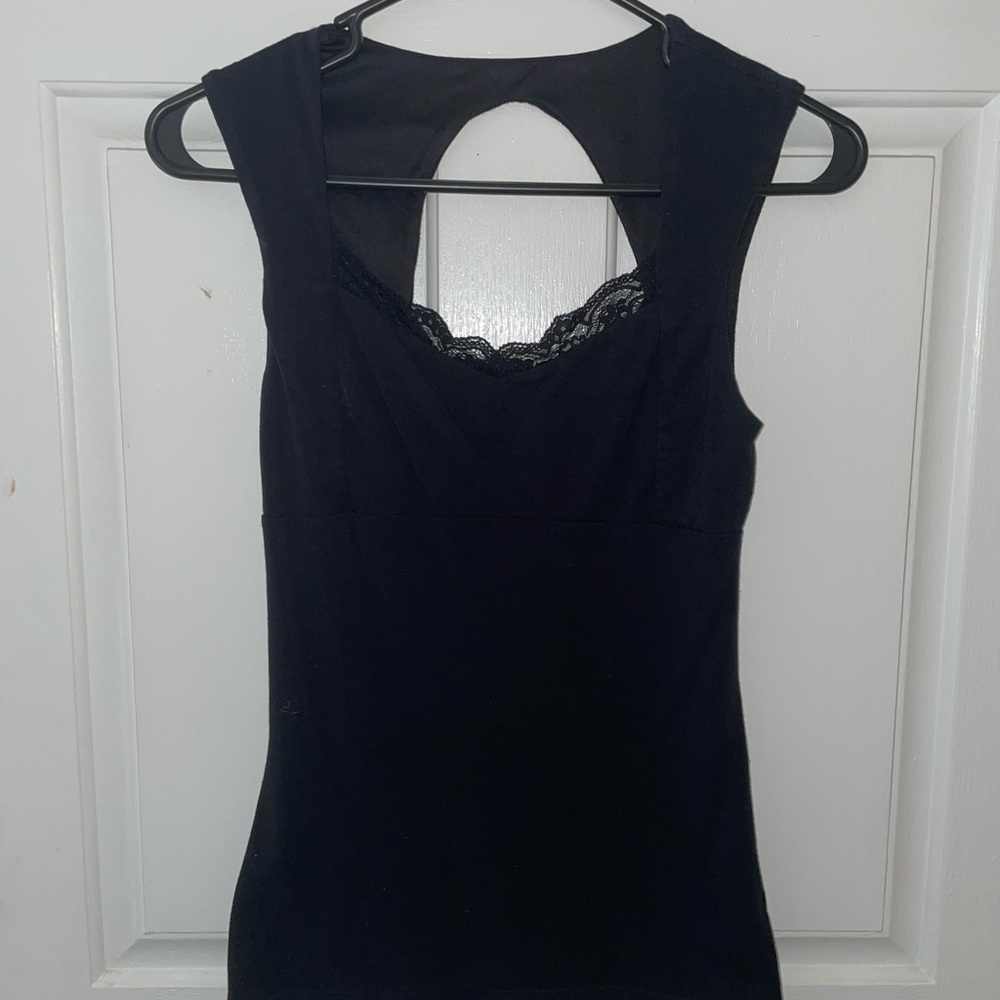 Express black Sleeveless Top with Lace Detail